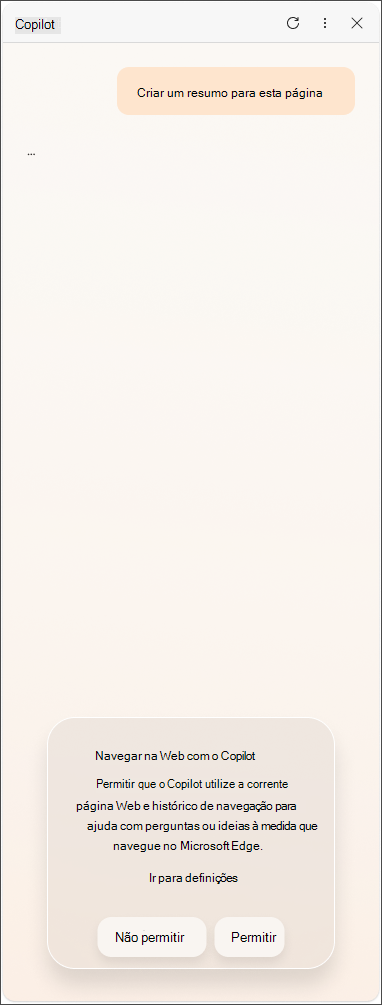 Mensagem de consentimento de dados para a UE a partir do Copilot no Microsoft Edge