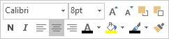 Mini-barra de ferramentas ou mini-barra de edição de texto