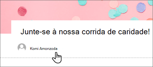 Captura de ecrã da caixa Autor numa publicação.