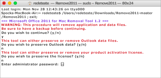 Execute a ferramenta Remove2011 ao utilizar Controlo+Clique para abrir.
