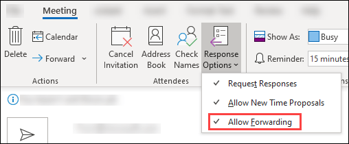 Use a barra de ferramentas de reunião para bloquear o encaminhamento