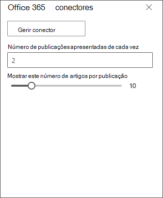 Captura de ecrã do painel de edição do conector Office 365