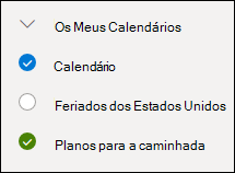 Uma captura de ecrã de uma caixa de verificação junto a um calendário