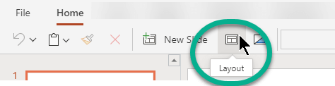 O botão Esquema no separador Base no PowerPoint na Web.