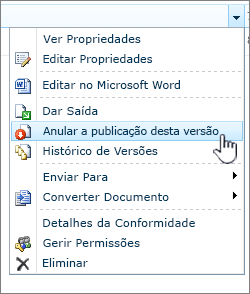 clique em Anular publicação desta versão