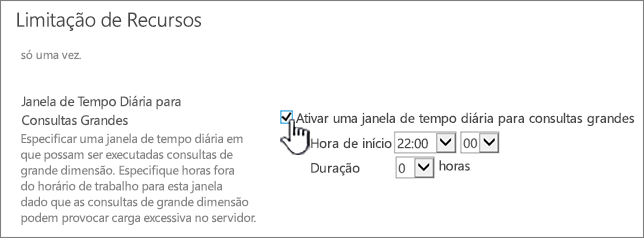 A página de definições da aplicação da Administração Central com a janela de Tempo Diária realçada