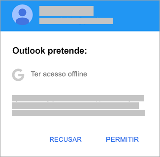 Toque em Permitir para conceder acesso offline ao Outlook.