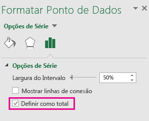Formatar o painel de tarefas do Ponto de Dados com o Conjunto como opção total verificada no Office 2016 para Windows