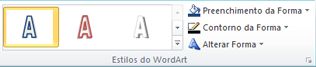 Grupo Estilos do WordArt no Publisher 2010