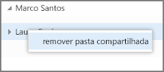 Opção Remover pasta partilhada do menu de contexto do Outlook Web App