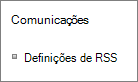 Definições de comunicações de lista (RSS)