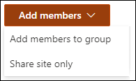 Botão Adicionar membros a mostrar uma lista de listas.