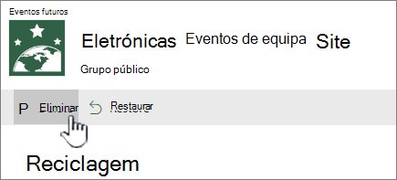 Botão Eliminar item de reciclagem do SharePoint Online