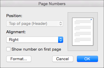 Em Números de Página, defina a posição e o alinhamento dos números da página.