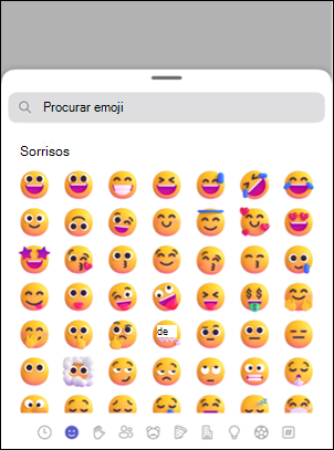 O selecionador de reações de emojis no Teams