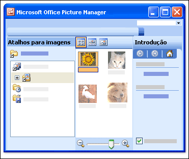 O Picture Manager é aberto para apresentar três painéis.