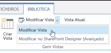 Separador Biblioteca com Modificar Vista realçada