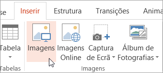 Botão Imagens no separador Inserir