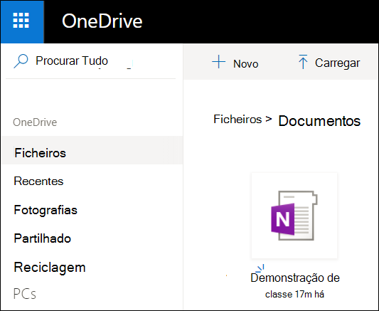 Pasta documentos do OneDrive da conta Microsoft