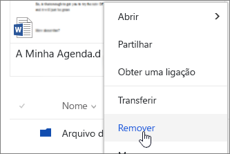 Item de menu Upnpin no menu de contexto Ficheiro realçada