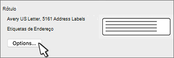 Botão Opções de etiqueta
