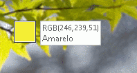 Números de cores RGB selecionadas utilizando o Selecionador de Cores