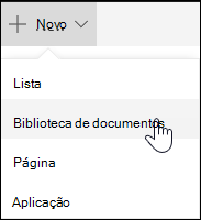 Criar uma biblioteca de documentos do SharePoint
