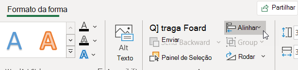 Comando Alinhar no separador Formato da Forma