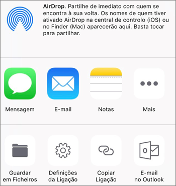 Captura de ecrã do botão Guardar Fotografia na aplicação OneDrive para iOS