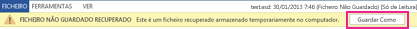 Guardar um ficheiro recuperado no Word 2013
