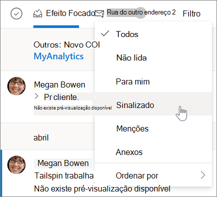 Sinalização de um e-mail no Outlook na web