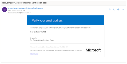 Código de verificação por e-mail