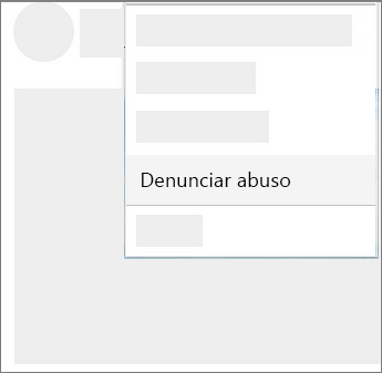 Captura de ecrã de como reportar o abuse no OneDrive