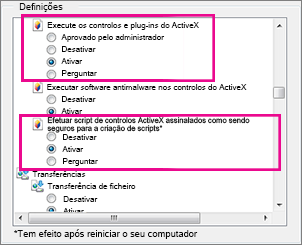 Permitir controlos ActiveX para carregar e executar no Internet Explorer