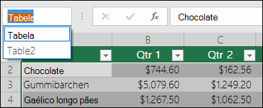 Barra de Endereço do Excel à esquerda da Barra de fórmulas