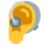 Orelha com ícone expressivo de aparelho auditivo