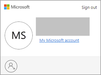 Captura de ecrã da janela do Gestor de contas Microsoft