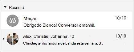 Captura de ecrã de mensagens com uma pré-visualização de mensagem que também mostra o carimbo de data/hora.