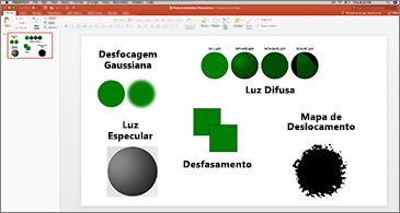 Diapositivo com exemplos de filtros SVG