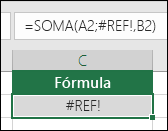 O Excel apresenta o erro #REF! quando uma referência de célula não for válida