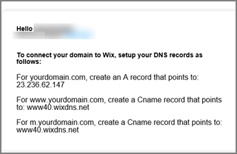 No Wix.com, utilize estas definições de registos DNS