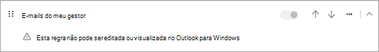 Não é possível visualizar ou editar uma regra com condições ou ações do lado do cliente.