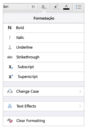 Formatar texto como superior ou inferior à linha - Suporte da Microsoft