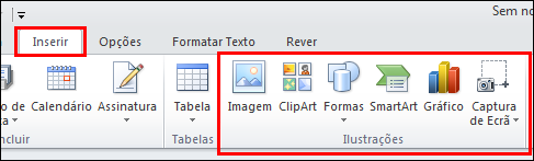 Opção Inserir Imagem no Outlook 2010