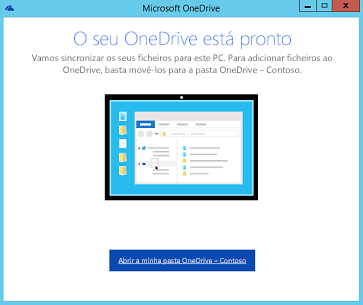 Captura de ecrã da página de conclusão do assistente de configuração do Cliente de Sincronização de Nova Geração do OneDrive para Empresas