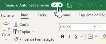 Interruptor AutoSave em Excel