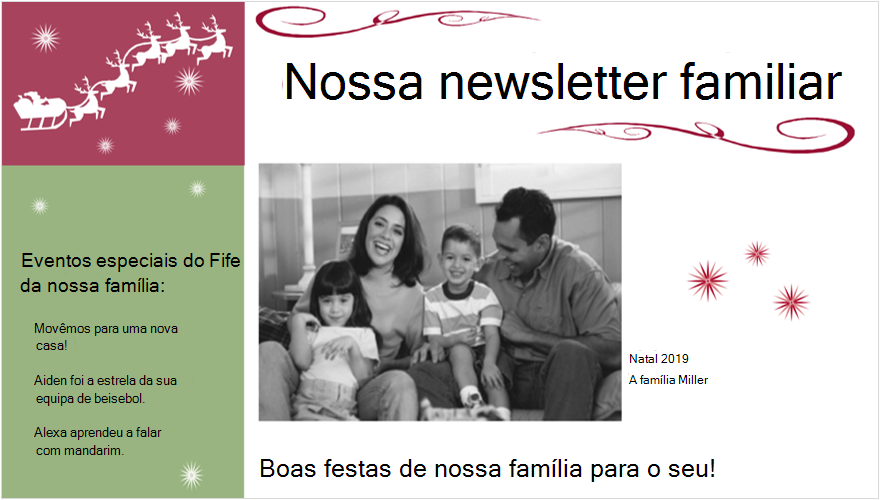 Imagem de uma newsletter de família festiva com fotografia
