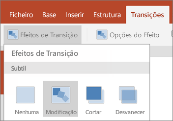 Apresenta as transições > efeitos de transição > Morph no PowerPoint para Android.