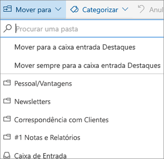 Caixa de Entrada Destaques no Outlook na Web