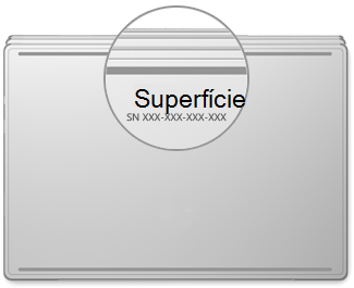 Localização do número de série no Surface Book